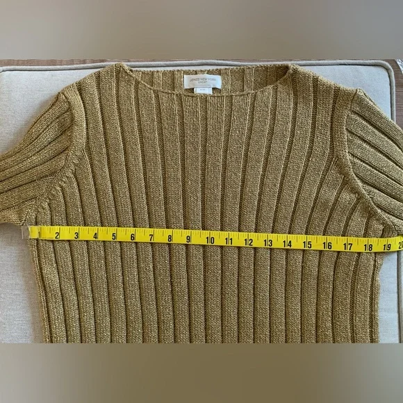 Jones New York Women's Gold Ribbed Crew Neck Sweater with Metallic Threading - Picture 4 of 7